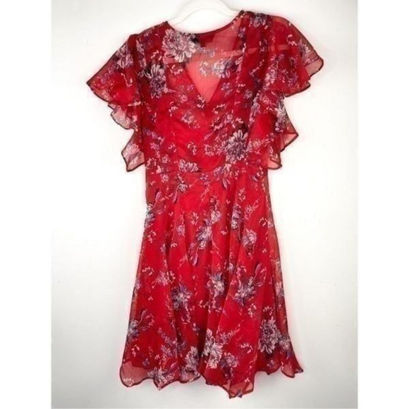 Anthropologie Ranna Gill Keira Red Floral‎ Dress Size XS - Picture 11 of 12